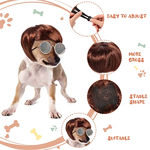 Mtlee 6 pieces wigs for dogs funny dog wig retro pet round sunglasses dog cosplay costumes accessories small dog headwear for holiday party decor 4 Mtlee 6 pieces wigs for dogs funny dog wig retro pet round sunglasses dog cosplay costumes accessories small dog headwear for holiday party decor - image 5