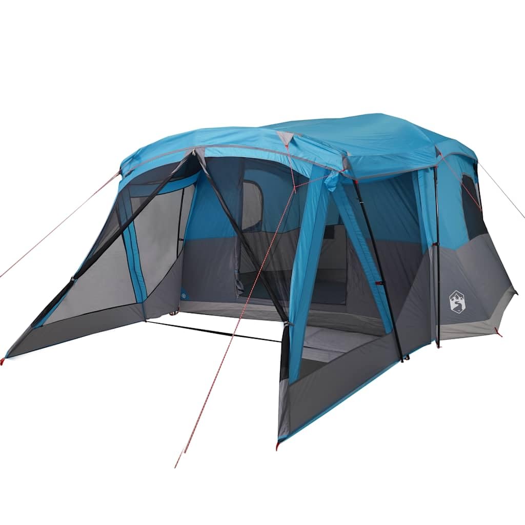 Tenda da campeggio con tenda, 4 persone, blu, impermeabile, in poliestere