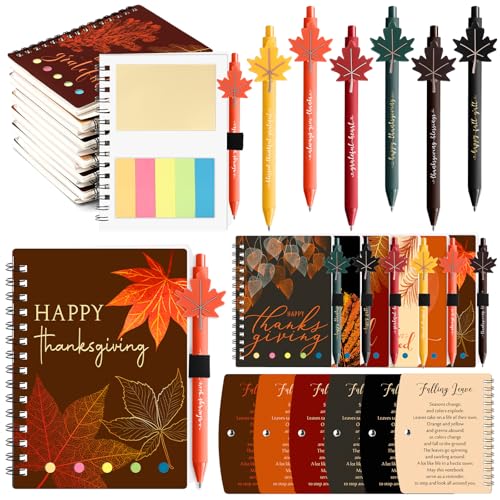 Cuadernos de otoño para el aula y oficina con motivos de hojas de arce y Acción de Gracias