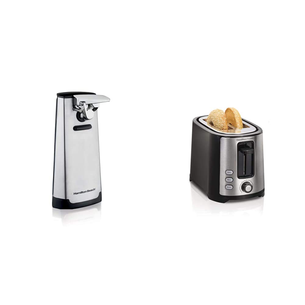 Hamilton Beach Steel Electric Automatic Can Opener & Beach 2 Slice Extra Wide Slot Toaster with