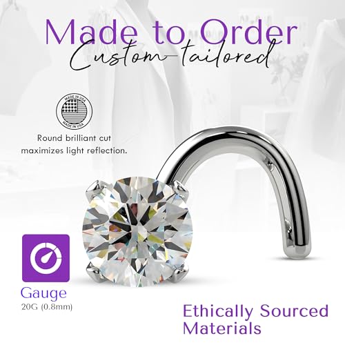 FreshTrends Diamond Nose Ring – 18G 1.5mm (0.015 ct. tw) Genuine Diamond Nose Stud – 14K Real Gold Nose Ring Twist Screw – Made in USA4