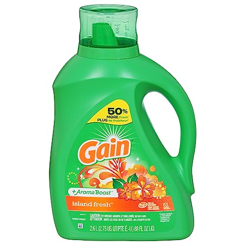 Gain + Aroma Boost Liquid Laundry Detergent, Island Fresh Scent, 61 Loads, 88 oz, HE Compatible