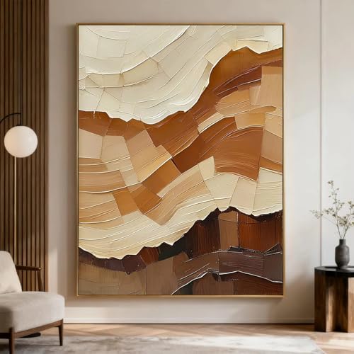 Peinture cubiste abstraite 30x45cm toile texturée art mural moderne milieu du siècle salon sans cadre