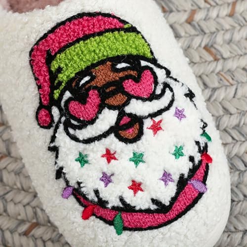 Image of Womens Mens House Slippers Retro Comfy Warm Plush Slip on Fluffy Memory Foam Home Sippers for Winter Indoor Outdoor