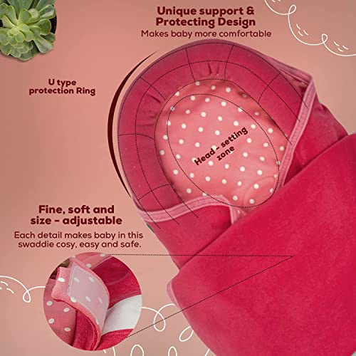Image of BAYBEE Baby Swaddle Wrap for New Born | Adjustable Swaddle for New Born Baby | 100% Cotton Baby Wrapper Newborn Blanket for Sleep Sack 0-6 Months Babies (Dark Pink)