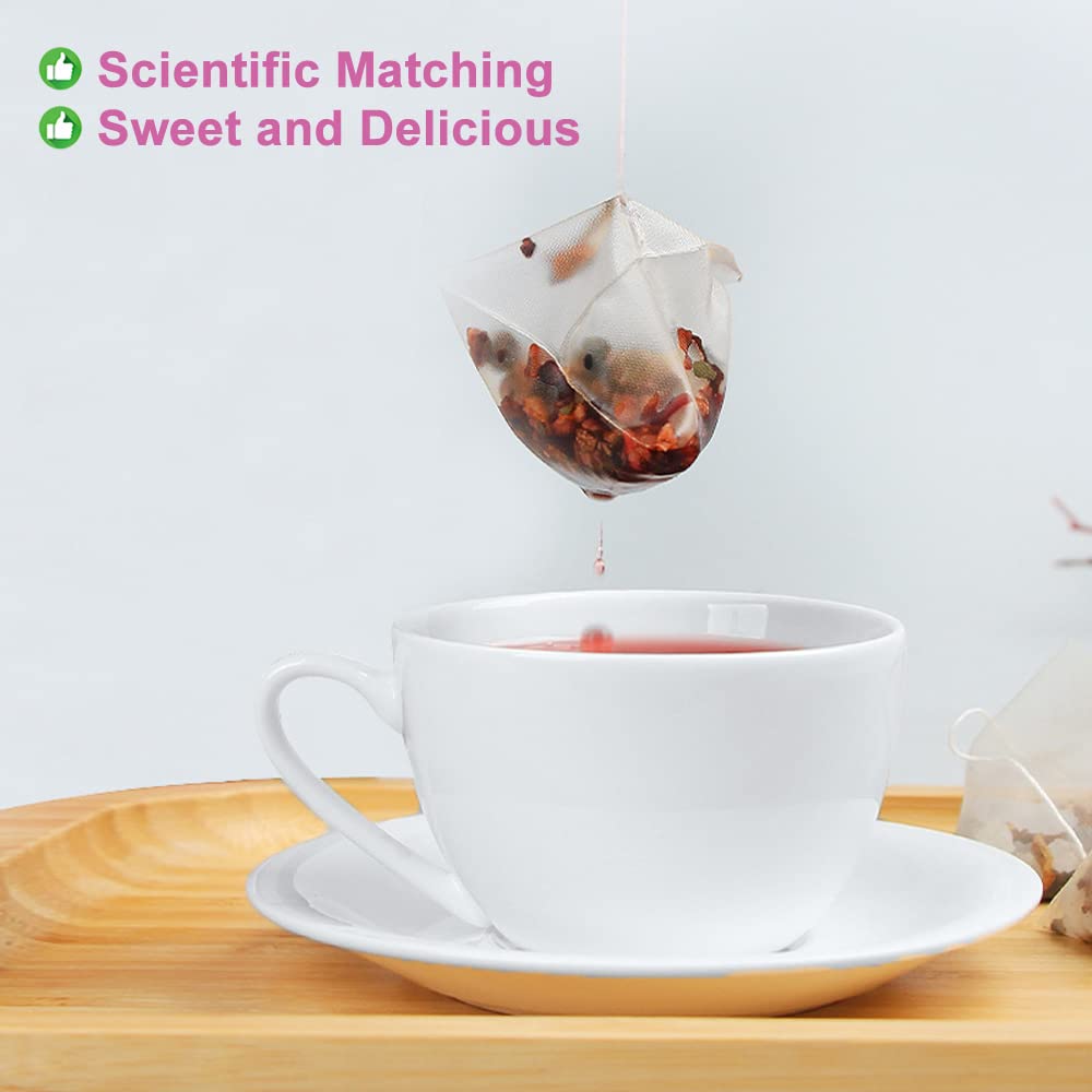 Plant Gift Sweet Sour Plum Juice Tea Bags 17.6oz (10g*50bags), Osmanthus, Roselle, Hawthorn Chinese Pure Nature, Health Care Mixed Tea, Combination of Floral Tea 500g 酸梅汤
