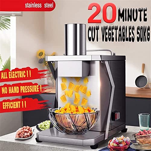 Rallador automático de Frutas y Verduras Cortador en Cubitos de Verduras Comercial eléctrico de 75 KG/H con Cuchillas de 6/8/10/13/15 mm y Corte Ajustable de,