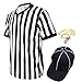 TopTie Set Camicia Ufficiale da Arbitro con Scollo a V da Uomo, Maglia da Arbitro a Strisce Bianche e Nere, Cappello e Fischietto in metallo-2XL