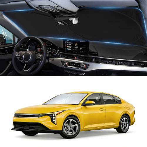 Image of Windshield Sun Shade for Kia K4 2025 2026 Window Sunshade | Custom-Fit K4 Sun Visor Protector 99% UV Block Heat Sun Shield Accessories