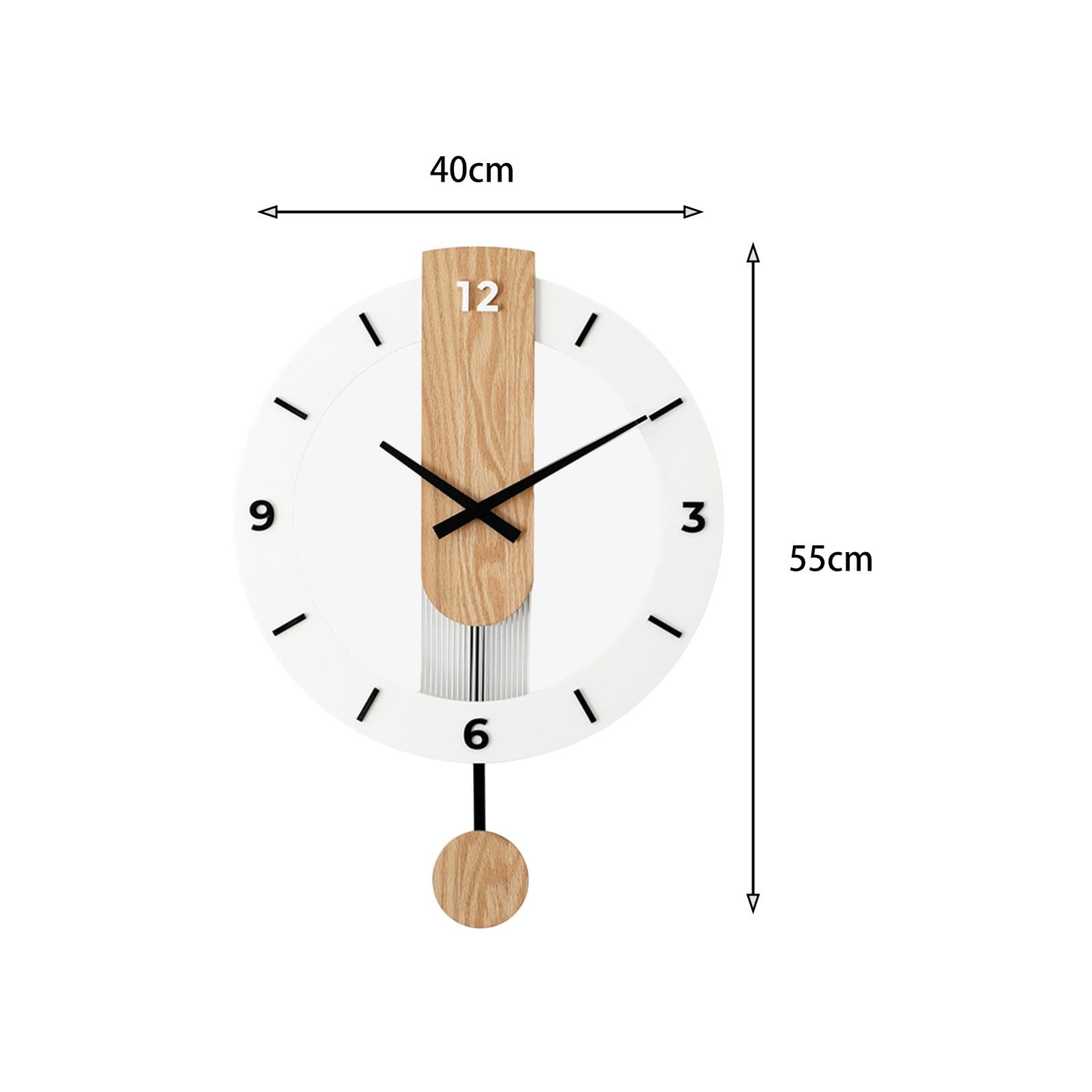 Sharplace Pendeluhr aus Holz, Wanduhr, Dekoration, dekorativ, geräuschlos, 39,4 x 54,4 cm, für Esszimmer, Einweihungsgeschenk, arabische Ziffern