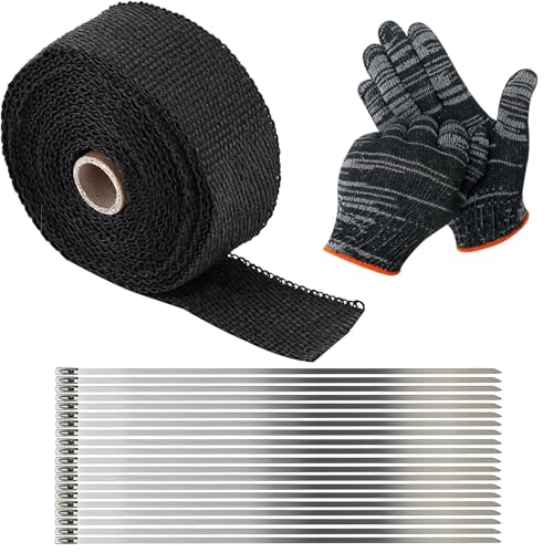 Exhaust Repair Kit Exhaust Wrap and Exhaust Bandage 22-Pcs Set Includes 5-Meter Tape 20 Stainless Steel Zip Ties and Gloves Ideal for Car Repair Vehicle Maintenance and Emergency Fixes