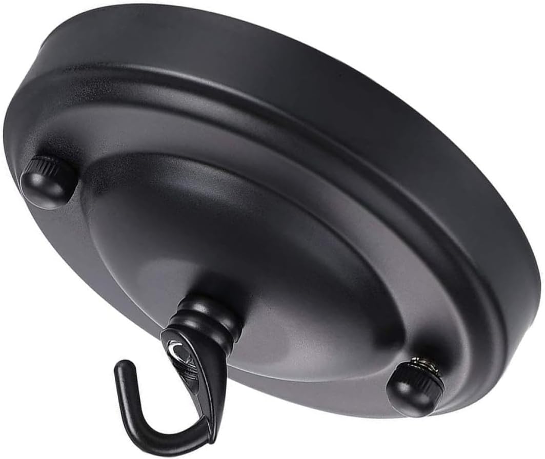 FUOYLOO Pendant Light Canopy Retro Ceiling Plate, Black Round Heavy Load Bracket Suitable for Kitchen and Dining Room Lighting