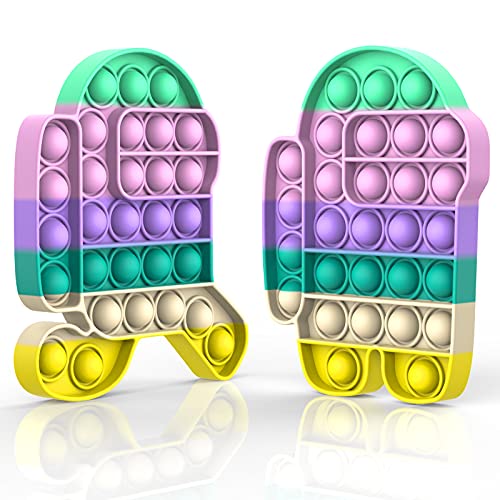 Yefun Push Bubble Sensory Fidget Toy, Soulagement du Stress Besoins Spéciaux Calme Classe (2 pièces Macaron Amongus) Cover