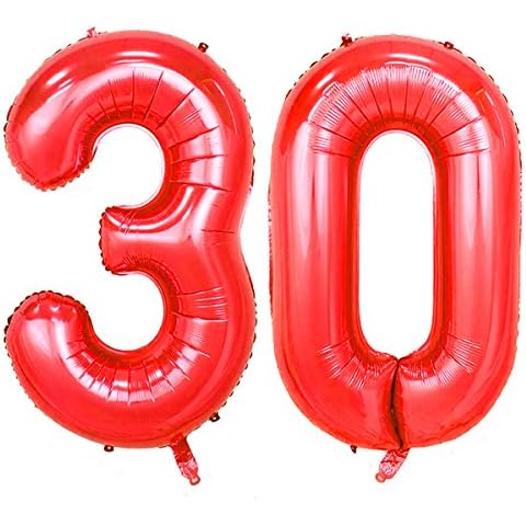 Number 30 red foil 40inch Jumbo Digital Balloons, 30th Birthday Party Decoration, Party Balloon Supplies Cover