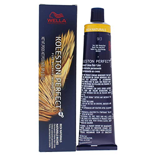 Wella Koleston Perfect Permanent Creme Haircolor - 9 3 Very Light Blonde Natural By for Unisex - 2 Ounce Hair Color, 2 Ounce