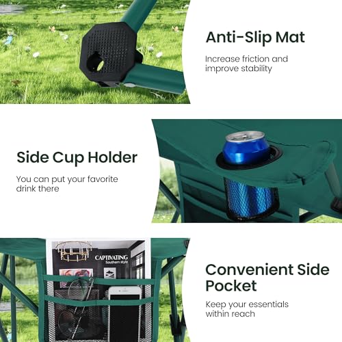 2 Pack Folding Camping Chairs Outdoor Lawn Chair Support 250lbs Green - image 7