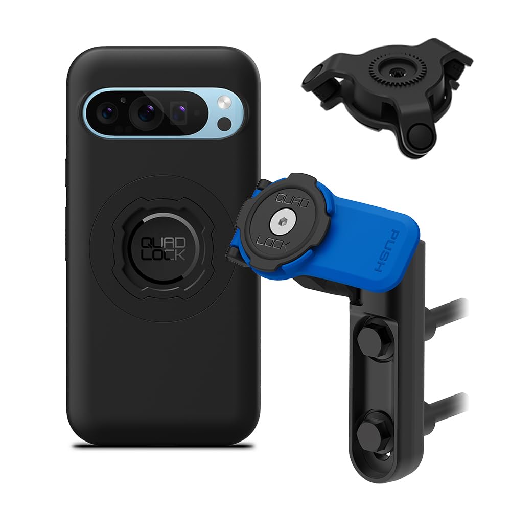Quad Lock Brake/Clutch Motorcycle Phone Mount with Vibration Dampener and MAG Phone Case for Pixel 9/9 Pro