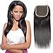 Selina 14 Inch Straight Closure 4x4 Free part Unprocessed Brazilian Virgin Human Hair Extensions Natural Black Color Can Be Dyed (14â€œStaright, Free part)