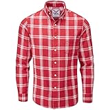Charles Wilson Camisa Franela de Cuadros Manga Larga para Hombre (XX-Large, Red & White 1)