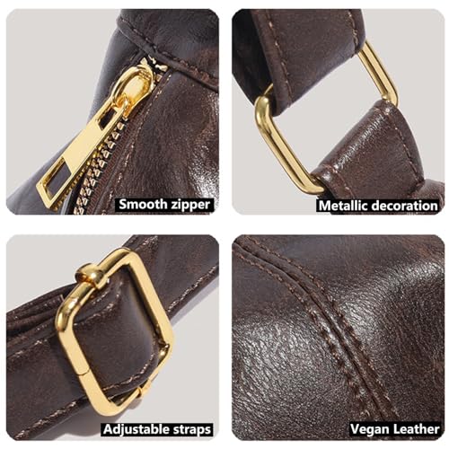 Hobo Bag for Women - Vegan Leather Slouchy Shoulder Purse with Adjustable Strap & Zipper Closure4