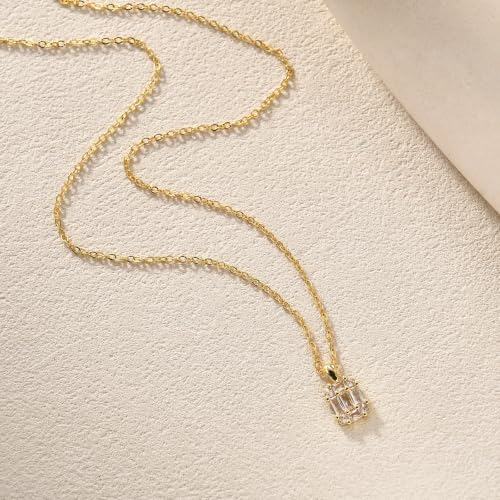 Image of Gold Silver Necklace for Women, Dainty Cubic Zirconia Pendant