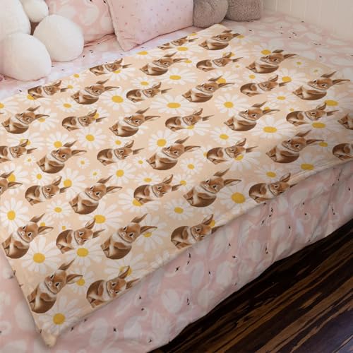 Image of Cute Rabbit Bunny Daisy Flowers Baby Blanket for Boys Girls Animal Flannel Soft Receiving Blankets Swaddle Blanket Toddler Nursery Bed Blankets Stroller Crib Daycare Playmat 40x50