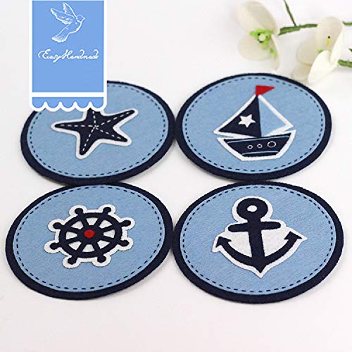 Abbie Home Sewing Kits DIY Absorbet Felt Coasters for Drinks Cup Mat Applique Ornament Kits Home Table Office Decoration (Sailing)