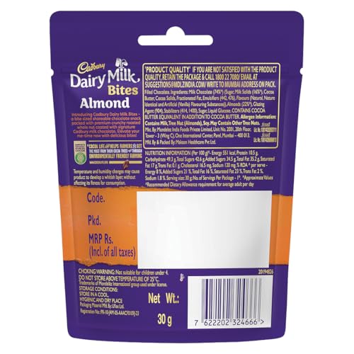 Image of Cadbury Dairy Milk Bites Almond Chocolate Pack, 30 g (Pack of 6)