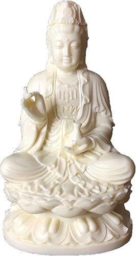Miniatura 1 de Diosa de la misericordia Guan yin Buda estatua en loto | Escultura de Quanyin blanca para decoración de oficina en casa | Bendición de estatua de