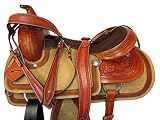 GAITED Western Saddle 17 16 15 Pleasure Horse Trail Floral Tooled Leather TACK (17)