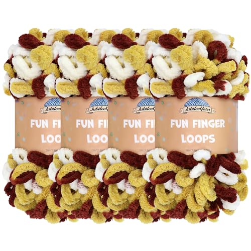 JubileeYarn Fun Finger Loops Yarn - Maroon Gold White - 4 Skeins