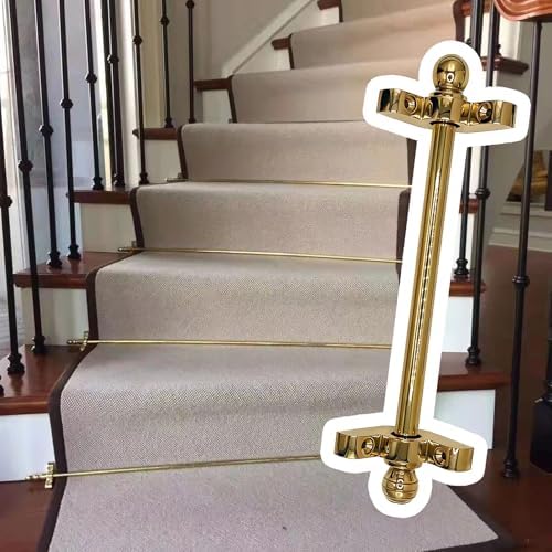 Brass Stair Rods for Carpet Runners with Finial Ends - 24in Fixed Stair Runner Rods for Stairs, Apartments & Theaters - Durable & Stylish Staircase Accessories (1pc)