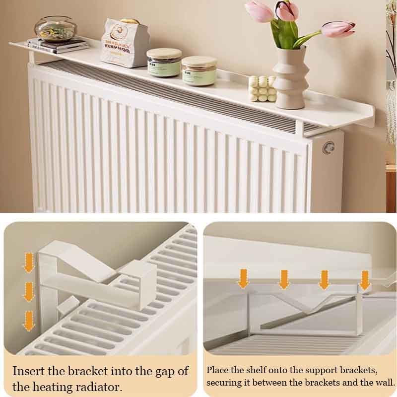Mensola sopra Termosifone,Rimovibile da Appoggio,Antipolvere Antifumo Bianco Mensola Termosifone, Lega di Alluminio Copritermosifone, Senza Foratura Easy Fit(100cm)