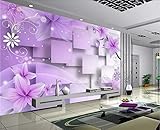 Fototapete 3D Tapete Lila Warm Blumen Hintergrund Mauer 3D Effekt Vliestapete Wandbilder Wanddeko