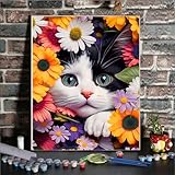 Axquilon Paint by Numbers for Adults Beginners-DIY Cat Adult Paint by Number Kits Painting on Canvas, Cat Painting by Numbers for Adults, Craft Supplies for Gift Home Wall Decor 12x16in