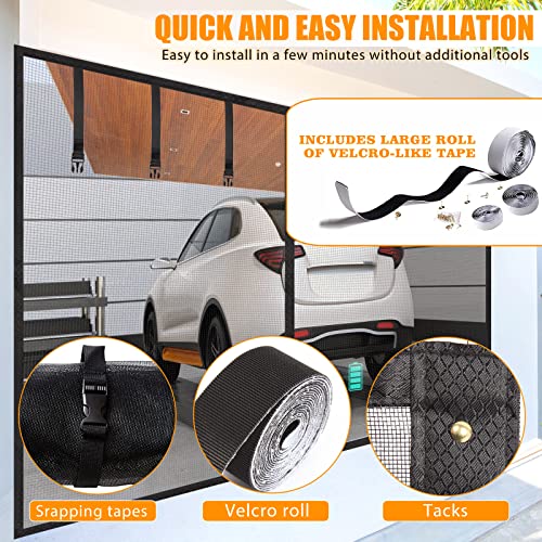Garage Screen Doors for 1 car garage-10x8FT Fiberglass Durable Heavy Duty Magnetic Garage Door Screen Retractable Hands Free with 4 Roll Up Straps for Patio Workshop Home Gym Sun Room by Elytsemoh - Image 6