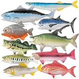 Totsmile 10PCS Ocean & Freshwater Fish Toy Figures Set Sea Aquarium Decor