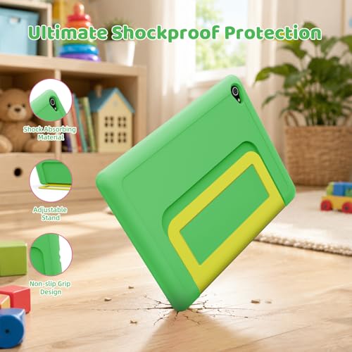 Image of Gleeso Android 16 Kids Tablet, 24GB RAM 64GB ROM Tablet for Kids Toddler Children, 6000mAh Battery, Parental Control, Kids Mode, GMS Certified, 10 Inch Kids Tablet with Case, Dual Camera, Gift, Green