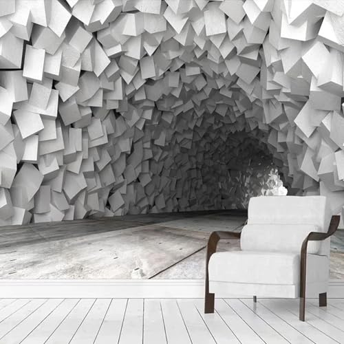 WEITAOSM Mural de pared con forma geométrica tridimensional 3D creativo moderno y túnel de cubo para sala de estar, sofá, fondo, arte de pared