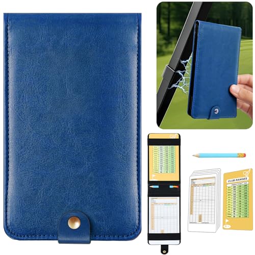 Femlotank All-in-One Magnetic Golf Scorecard Holder Yardage Book Cover, Premium Leather Scorecard Holder, Universal Fit for Scorecards, Sleek Design for Back Pocket Convenience Blue