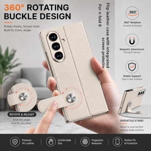 Image of TechTrendz Case for Samsung Galaxy Z Fold 8 Ultra Stand Case with Pen Slot, Flip Electroplated Shockproof Glass Hybrid Leather Flip Cover for Z Fold 8 Ultra Back Cover (Titanium Grey)