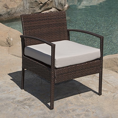 image for BELLEZE 4PC Rattan Sectional Patio Furniture Set with Seat Cushion Out