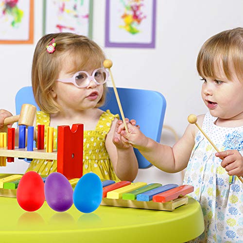 Augshy 18Pcs Plastic Egg Shakers Percussion Musical Egg Maracas Easter Eggs With 8 Colors #TOP6