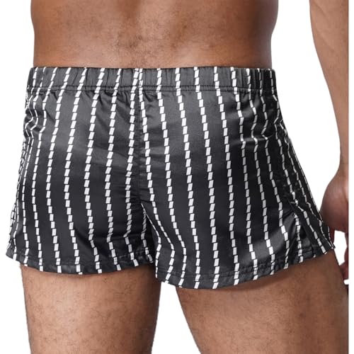 Sholeno Mens Striped Swim Trunks Satin Boxer Shorts Elastic Waist Beach Pool Shorts Loungewear Sleepwear4