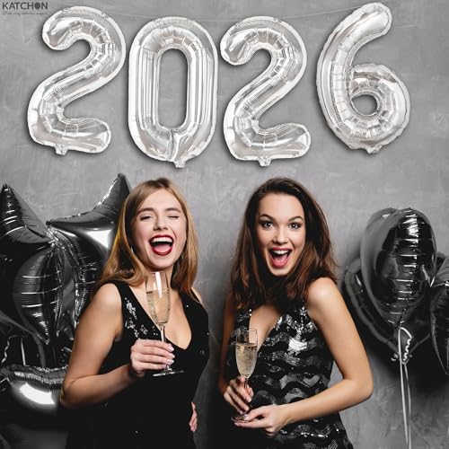 Image of KatchOn, Silver 2026 Number Balloons - 16 Inch | 2026 New Year Balloon | 2026 Balloon | Silver Foil Balloons 2026 For New Years Decorations 2026 | New Years Eve Party Supplies 2026 | NYE Decorations