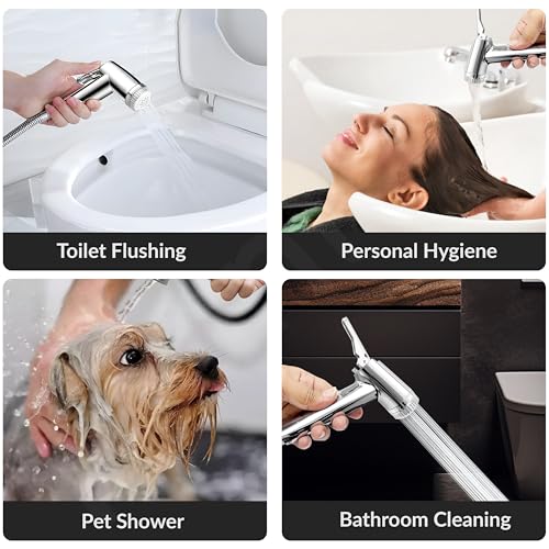 Image of Plantex Jet Spray for Toilet /ABS Health Faucet with 1 Meter Shower Hose Pipe and Wall Hook /Health Faucet Set for Bathroom /Hand Gun for Toilet - (Jecquar, Chrome)