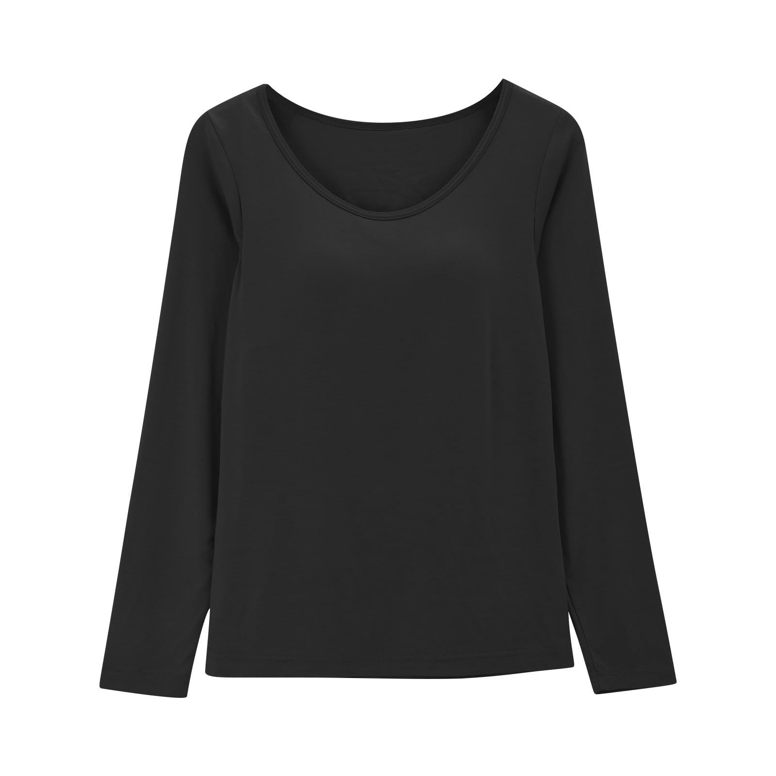 Camiseta con Sujetador Integrado para Mujer, Camisetas Acolchadas de Manga Larga, Blusas activas, Camisas Informales de Pijama Suaves para Entrenamiento Camiseta Mujer Graciosa