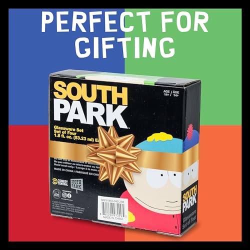 Image of Silver Buffalo South Park Characters Xmas Group Shots 4pc. 1.5oz. Mini Glass Set 2x2