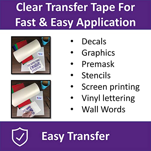 Vinyl Ease 6 Inch X 300 Feet Roll Of Clear Vinyl Transfer Tape With A High Tack Layflat Adhesive. American Made Application Tape For Craft Cutters And Sign Makers V0800 #TOP5