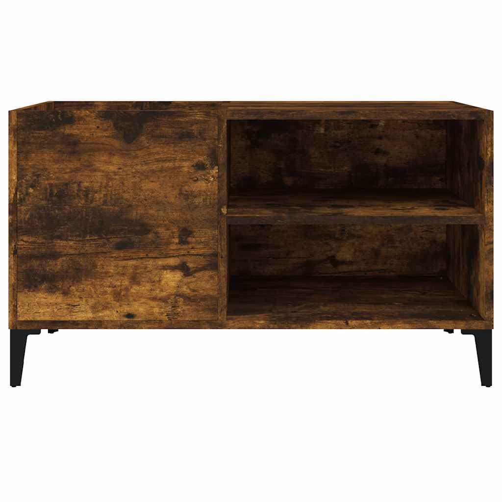 Hothingwell Szafka na płyty dębowa wędzona 84,5 x 38 x 48 cm z drewna inżynieryjnego, przestronna szafka gramofonowa z wytrzymałym blatem do przechowywania i eksponowania płyt winylowych LP, idealna